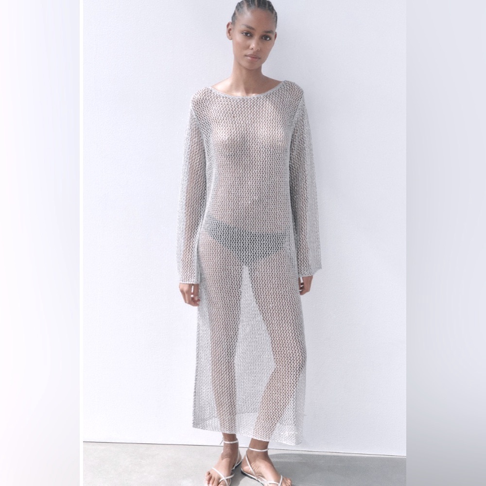 ZARA stunning & sexy🔥🔥🔥 long mesh dress with long sleeves🔥🔥🔥